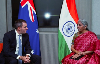 Union Finance Minister Smt. Nirmala Sitharaman met Mr. Jim Chalmers MP, Treasurer of Australia, on the sidelines of G20India Presidency, in Bengaluru.