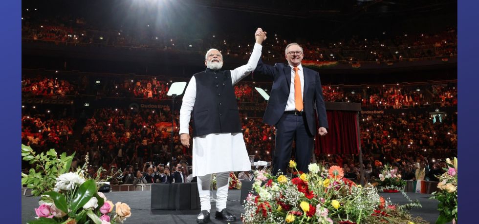 PM Narendra Modi interacted with Indian community at Qudos Bank Arena in Sydney. PM Anthony Albanese and other Australian dignitaries joined at the event.