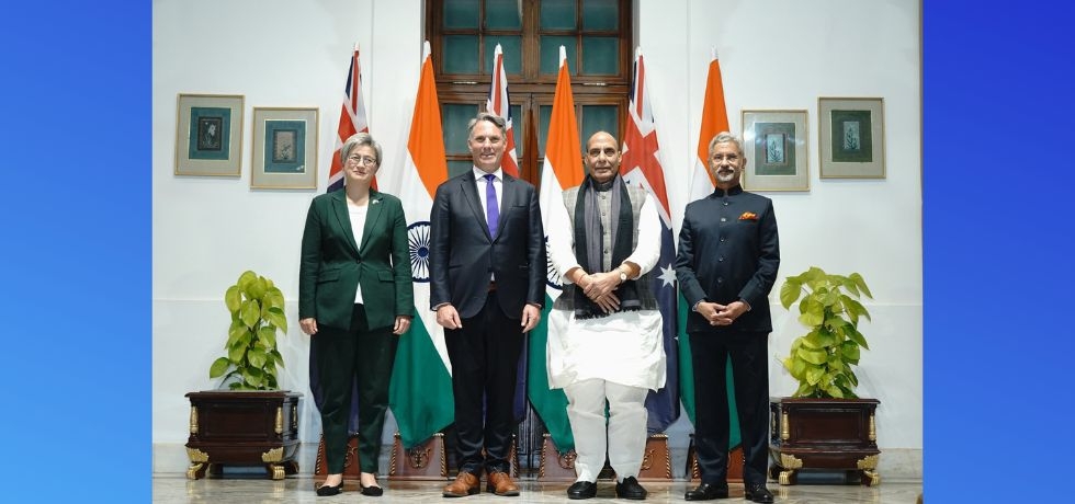 Defence Minister, Rajnath Singh and External Affairs Minister, Dr. S. Jaishankar received H.E. Mr. Richard Marles, Deputy Prime Minister & Defence Minister and H.E. Ms. Penny Wong, Foreign Minister of Australia ahead of the 2nd India-Australia 2+2 Ministerial Dialogue